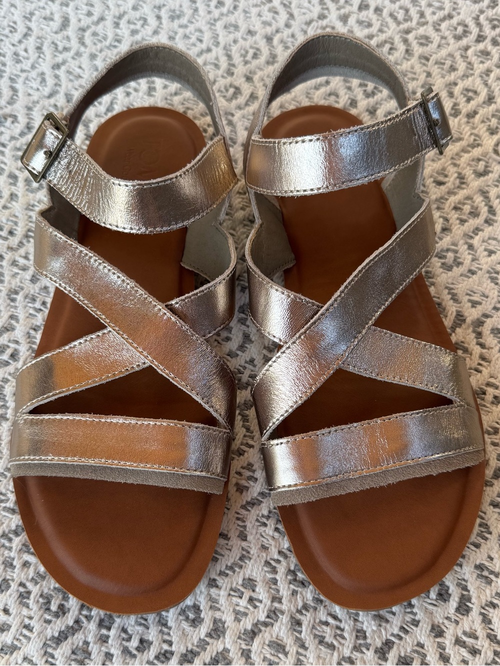 Toms Metallic Gold Strappy Sandals